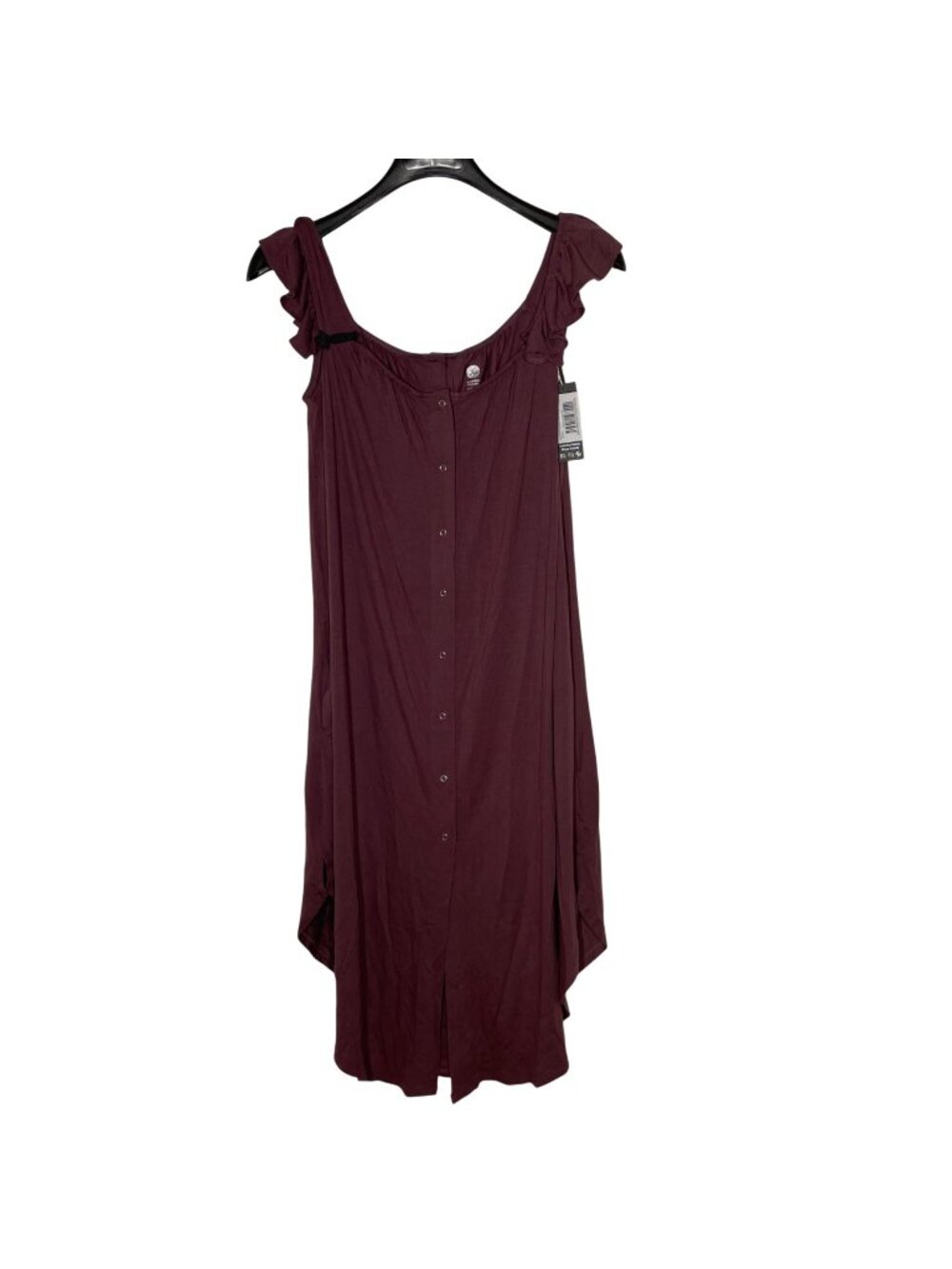 Kindred Bravely Ruffle Strap Labor & Delivery Gown Burgundy Plum Sz XS/SM